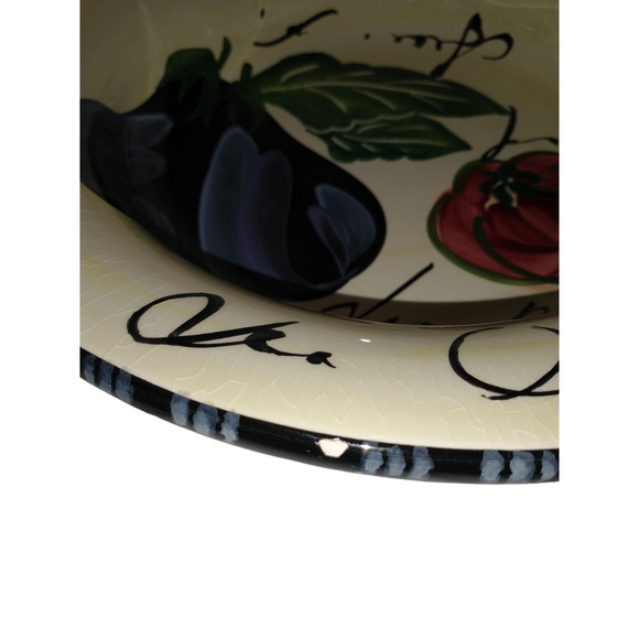 Antica Fornace AFA9 Italian Made Eggplant Pattern Serving Bowl Dinner Party - Picture 6 of 16